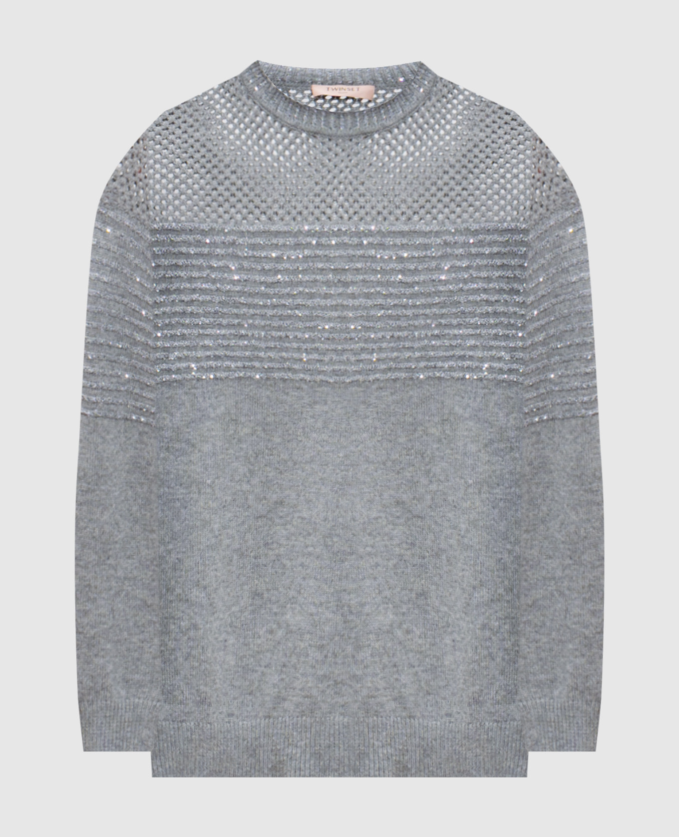

Gray wool jumper with an openwork pattern Twinset, Grey