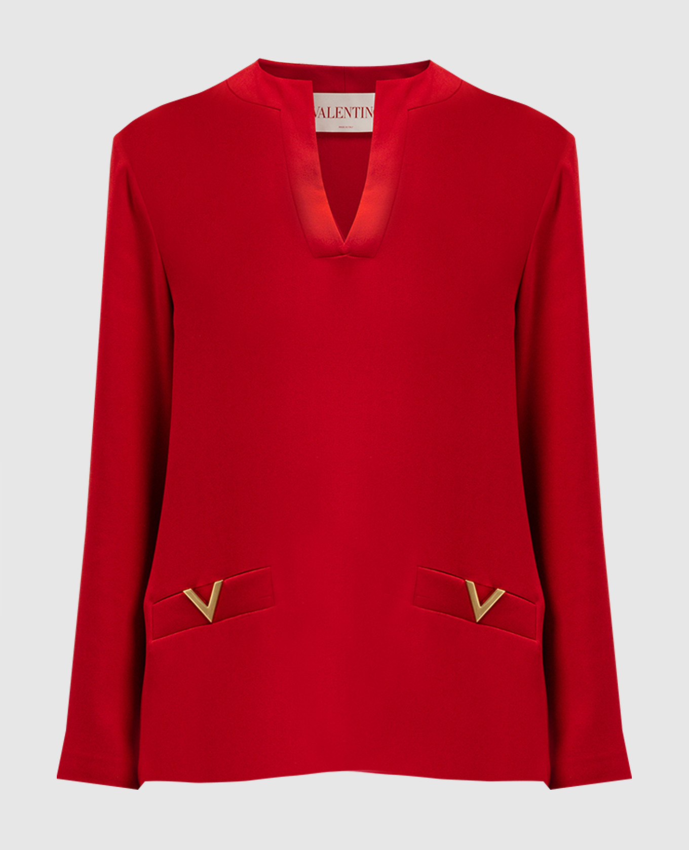 

Red silk blouse with V logo Valentino