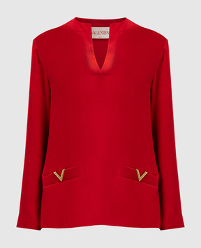 Valentino Red silk blouse with V logo 5B3AB6K01MM