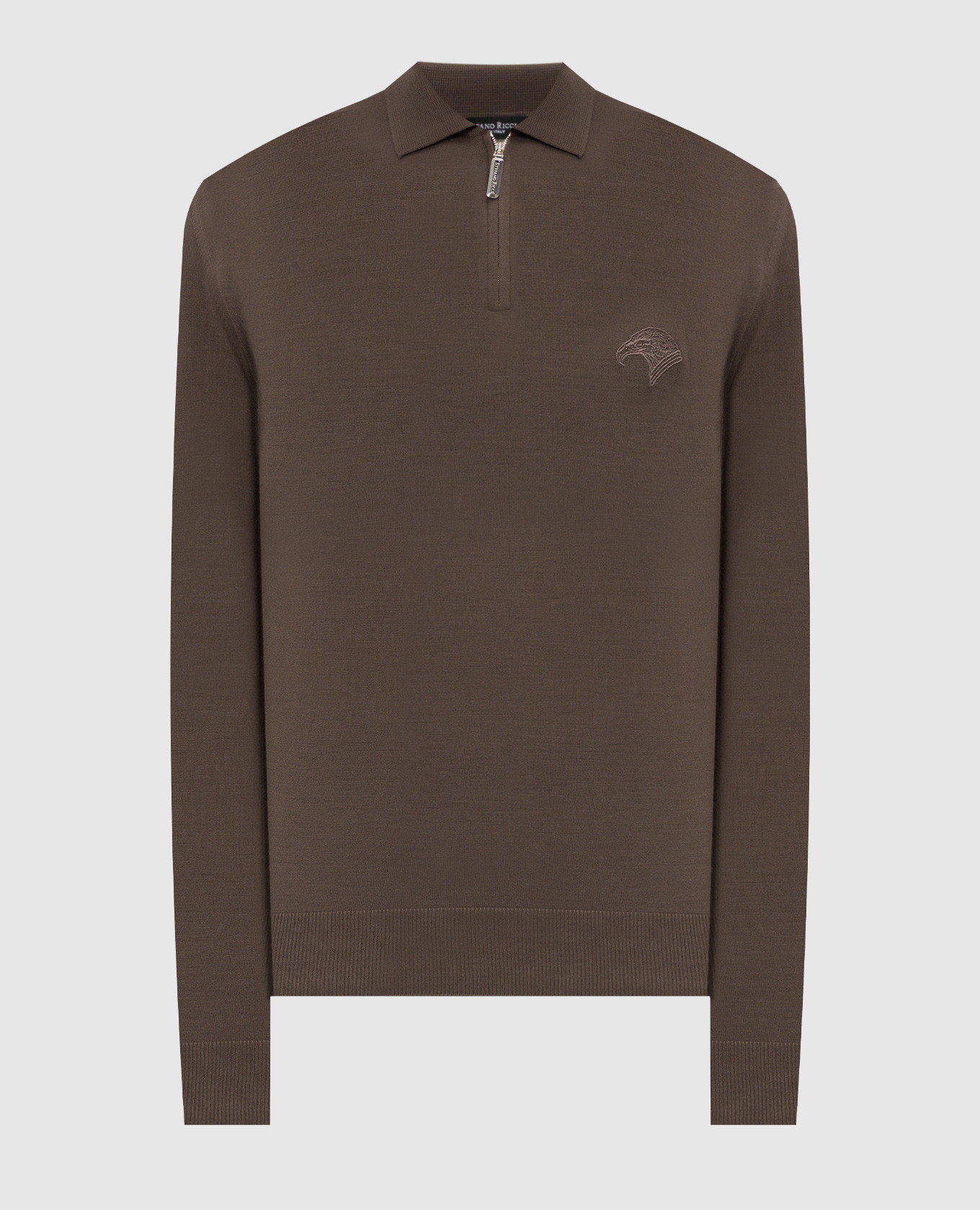 

Brown wool jumper with logo embroidery Stefano Ricci