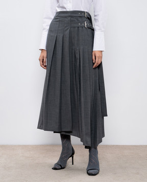 Solotre Gray skirt with a smell of wool M1S0013