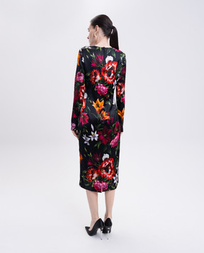 Dolce&Gabbana Black floral print midi dress F6GAVTFSIB2