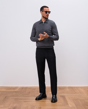 Bertolo Cashmere Black wool and cashmere trousers 000290001391