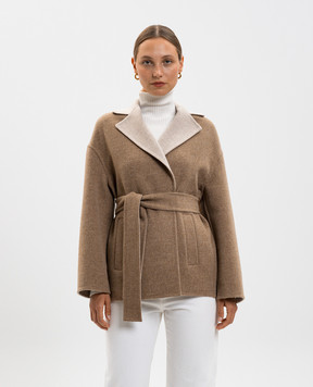 Heresis Brown cropped wool coat DG8070H420