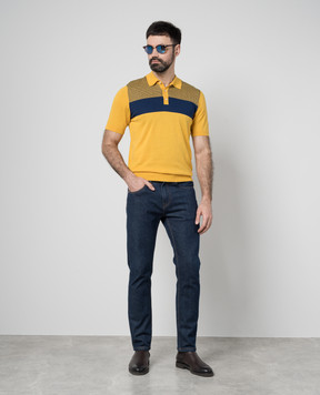 Enrico Mandelli Yellow polo in a geometric pattern A8K0085391