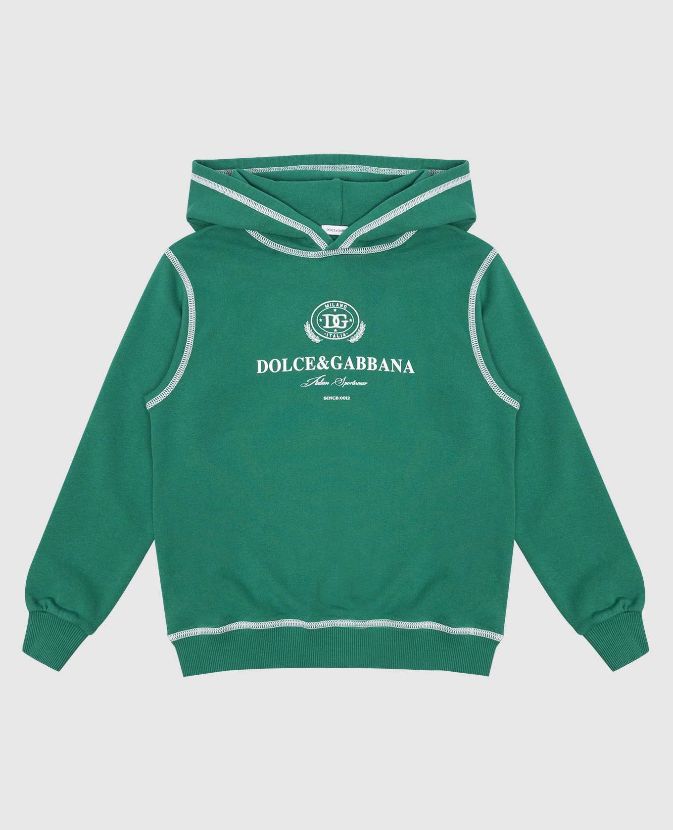 Children's green hoodie with dolce gabbana logo print dolce&gabbana