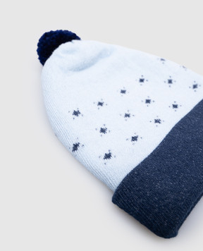 RiminiVeste Children's blue patterned hat with pompom WSB4619