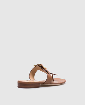 Sergio Rossi Brown leather Nora flip-flops with B12000MMVT06