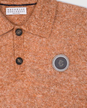 Brunello Cucinelli Children's orange polo shirt with alpaca wool BSOM74405B