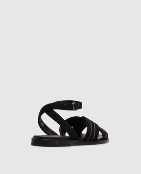 Doucal's Black suede sandals with monil chain DD8773MARNUF229