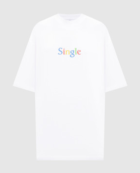 Vetements White T-shirt with a print of the inscription UA66TR700Ww