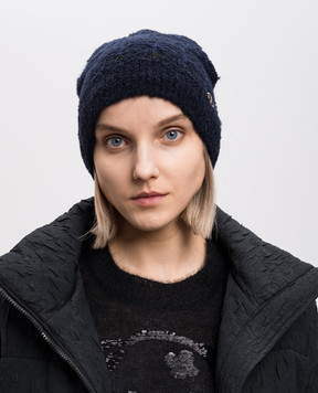 Twinset Blue checkered wool cap 242TO507A