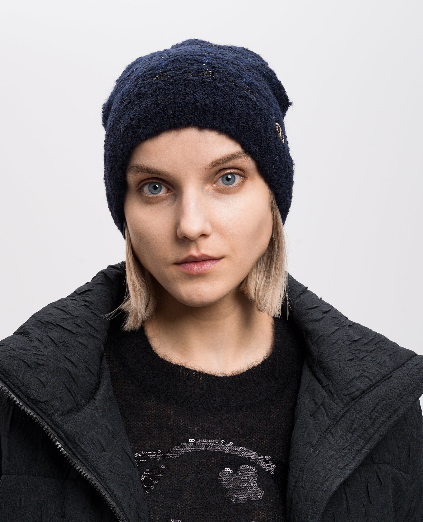 Blue checkered wool cap Twinset 2