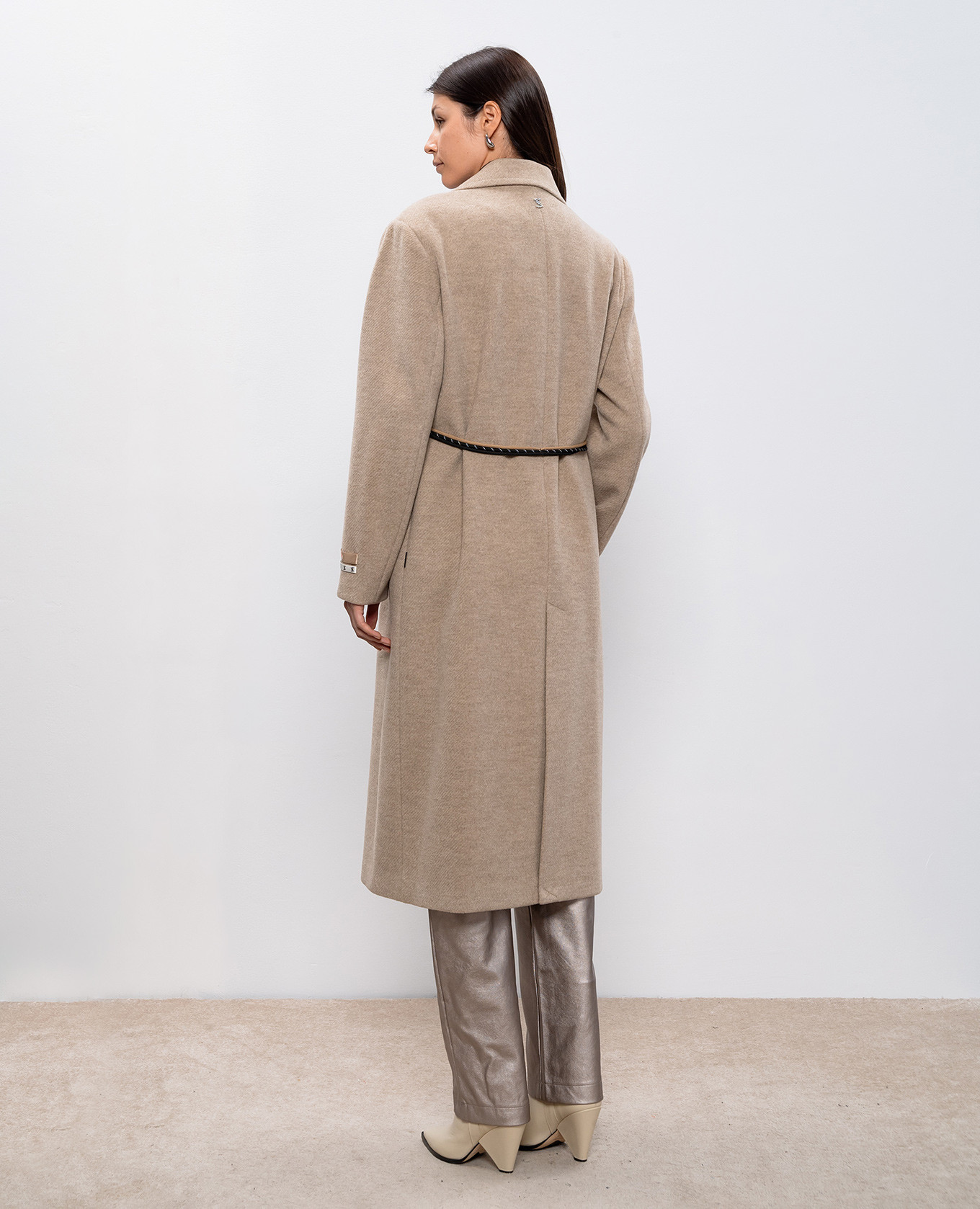 

Beige double-breasted coat with ART Has no rules embroidery Twinset Actitude