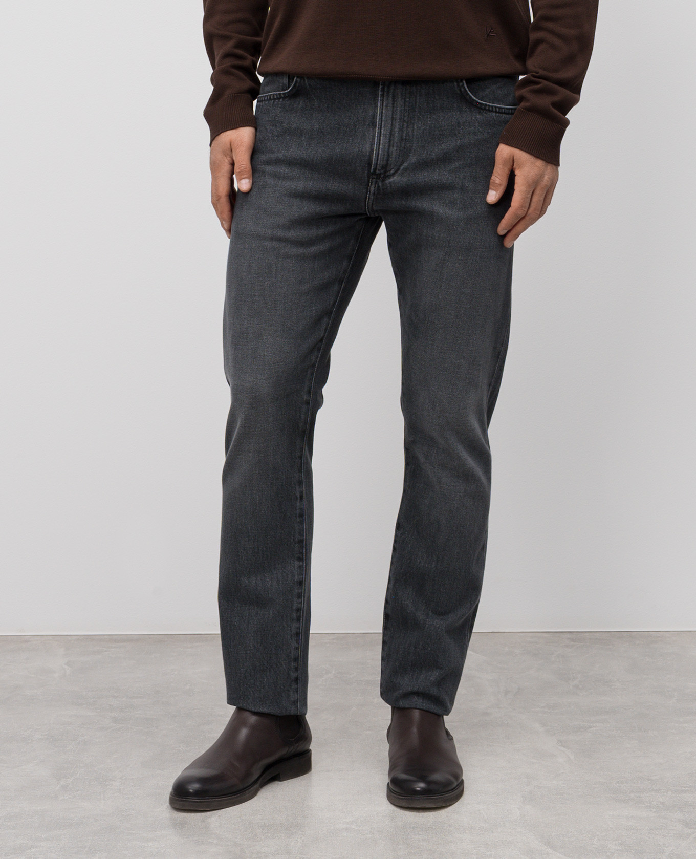 

Grey jeans with logo patch ISAIA