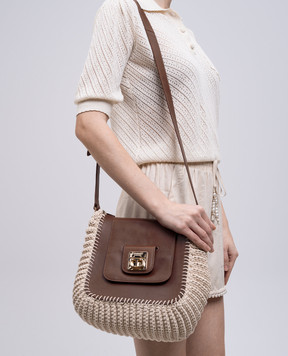 Twinset Brown combination bag with logo 251TS8030