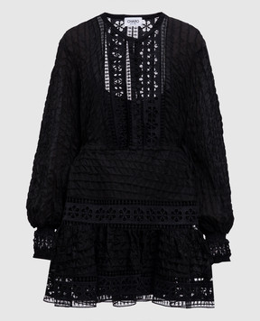 Charo Ruiz Begonne black shirt dress with lace 251604