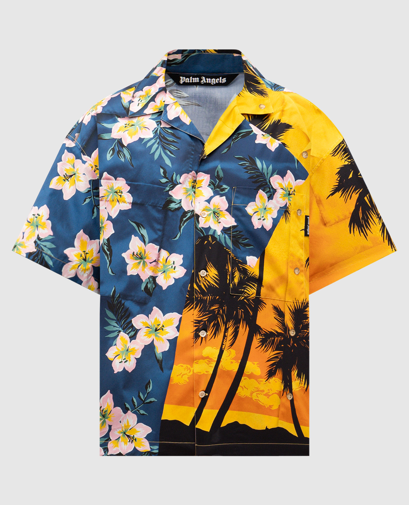 Blue shirt with branded print Palm Angels