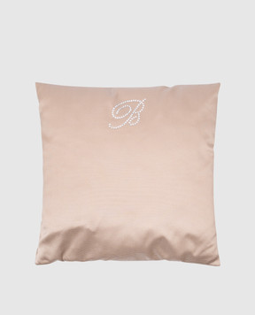Blumarine Tortora beige decorative pillow with Swarovski crystals H0000210016