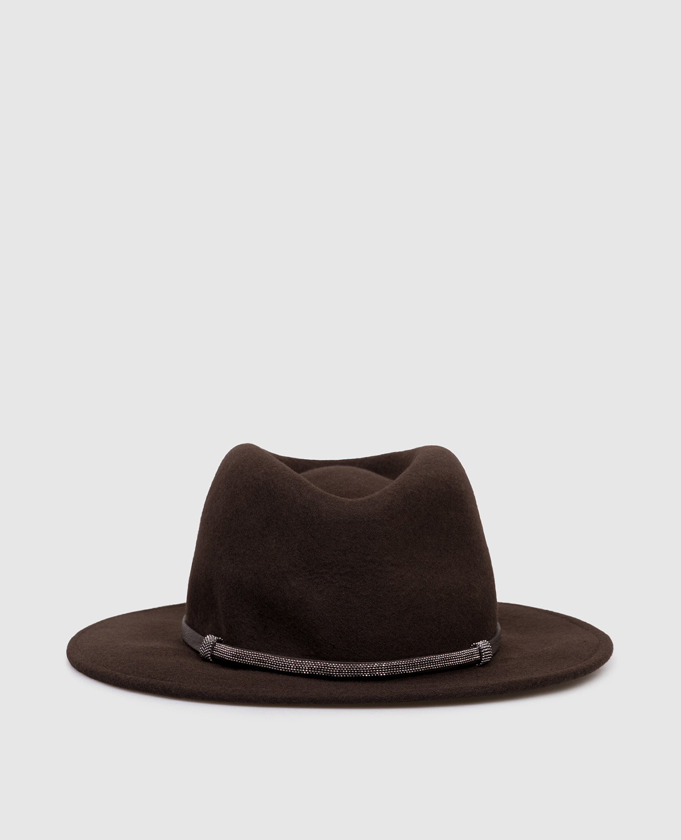 Brown wool hat with monil chain Peserico
