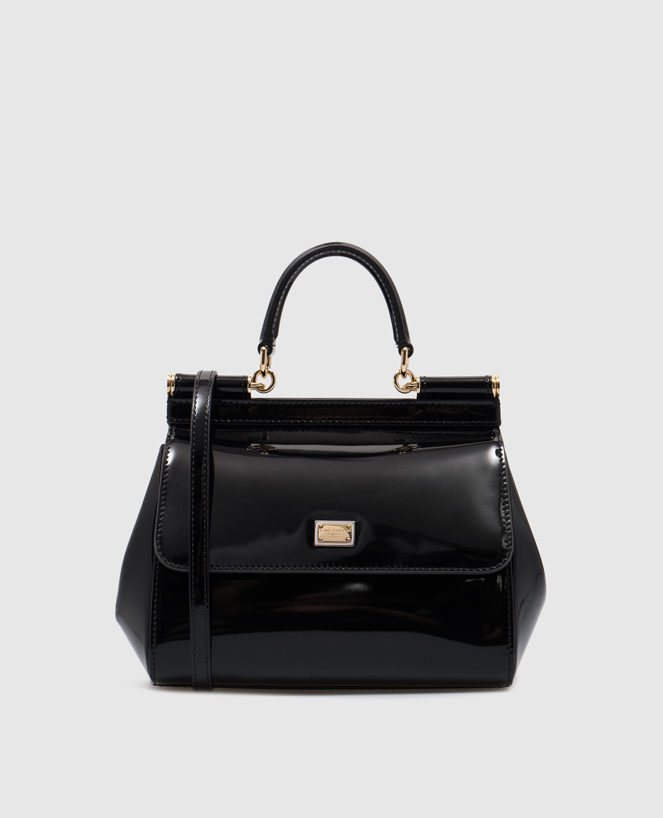 

Black leather Sicily satchel bag with metallic logo Dolce&Gabbana