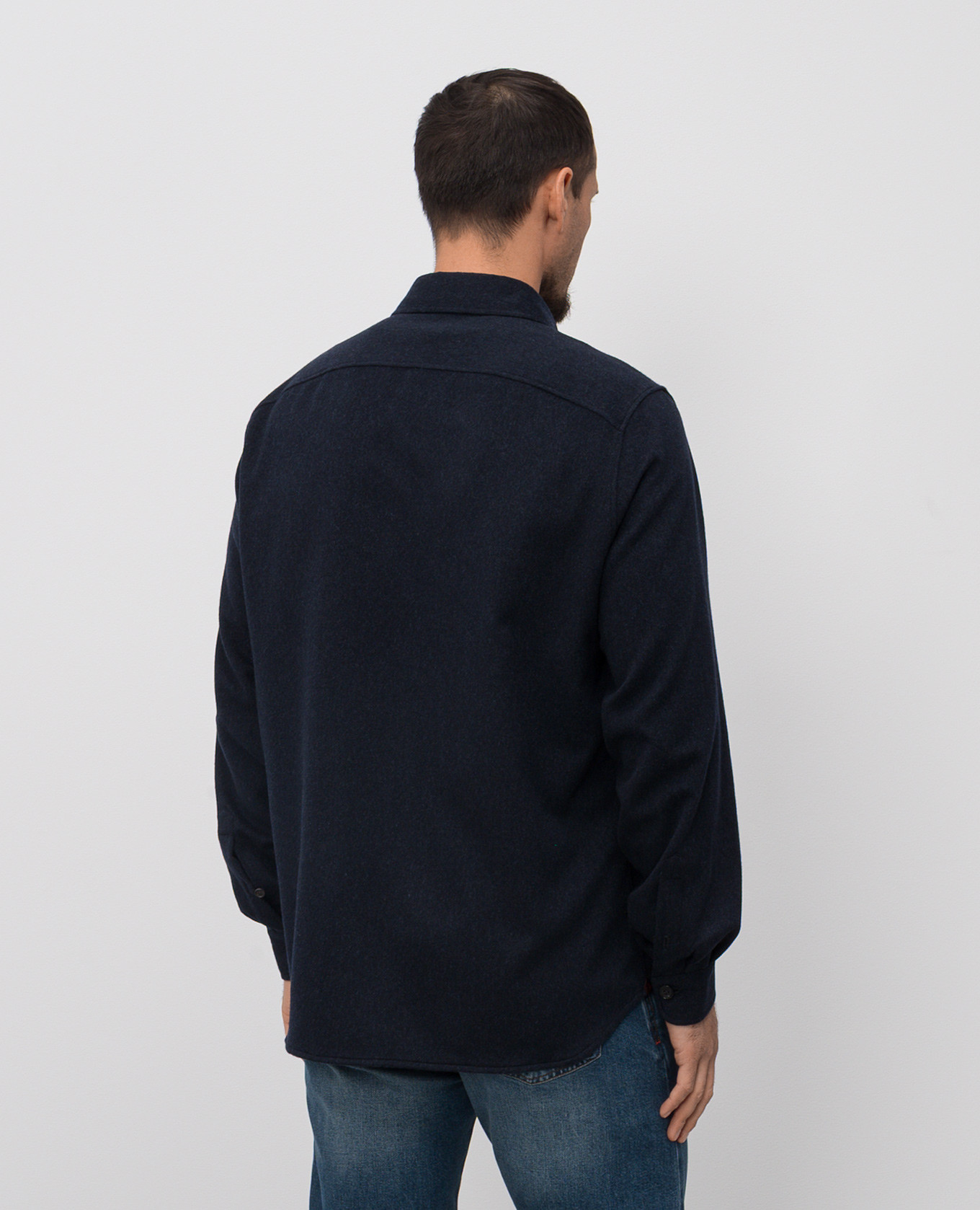 

Blue cashmere shirt with emblem ISAIA