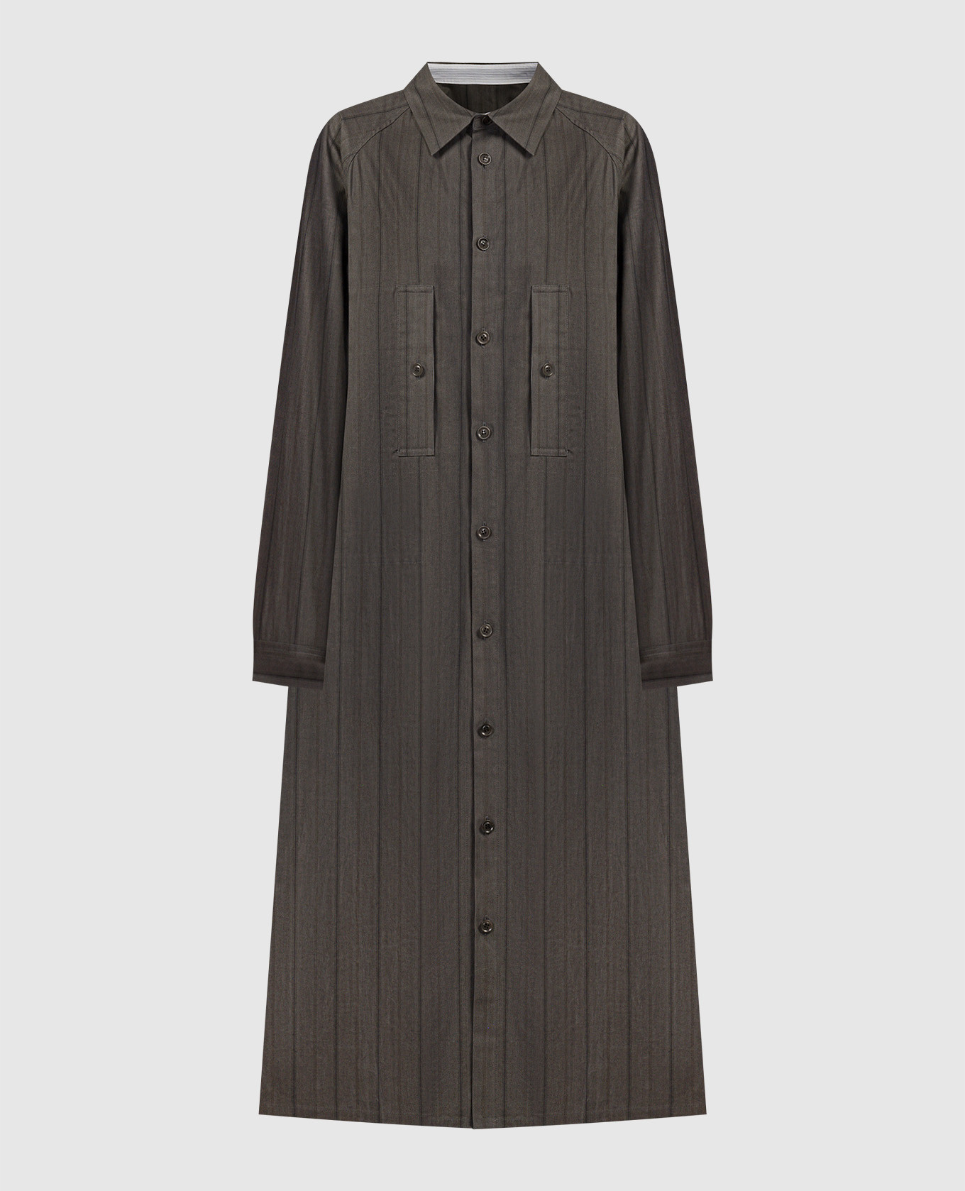 

Striped khaki shirt dress Y` Yamamoto