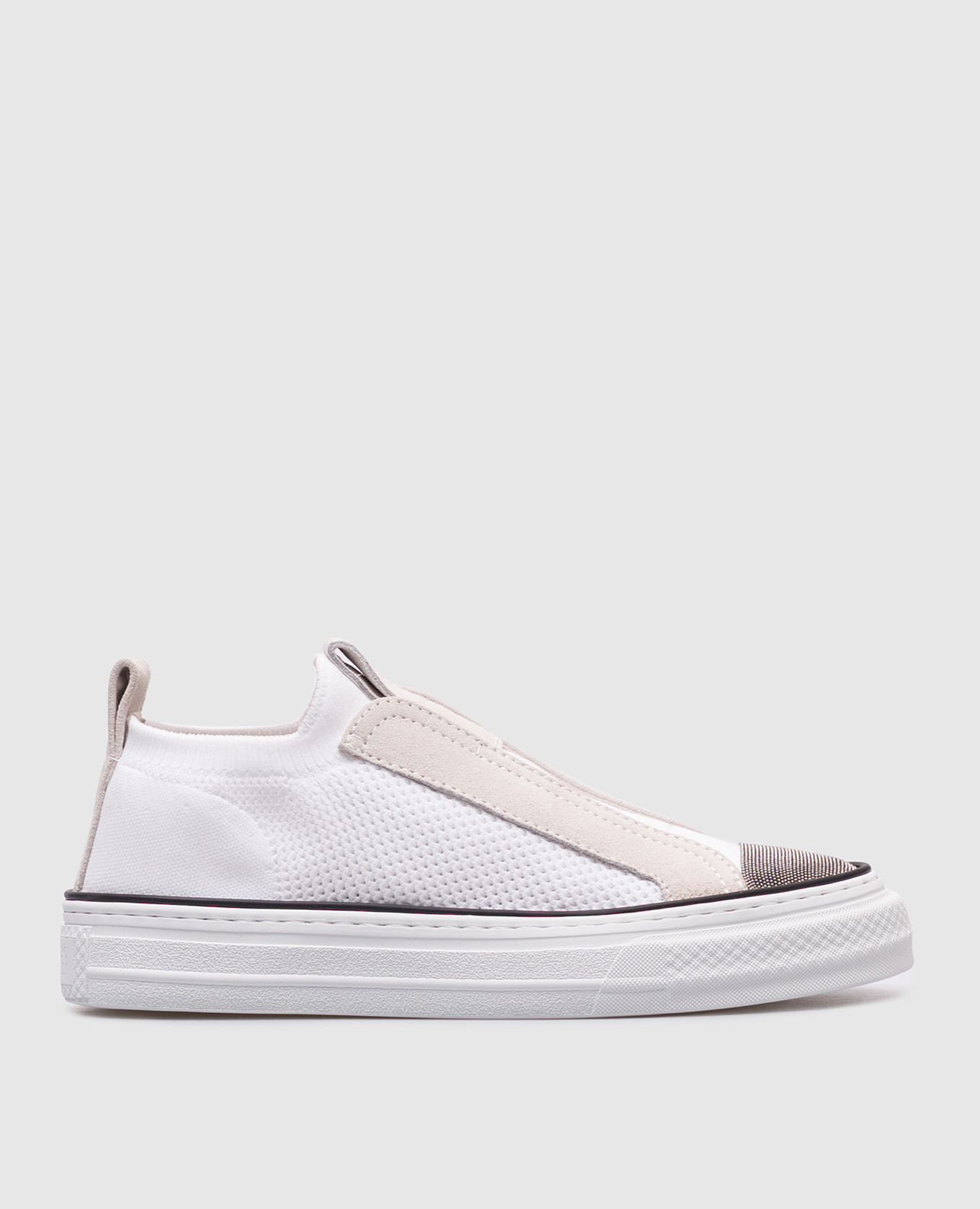 White sneakers with a monil chain Brunello Cucinelli