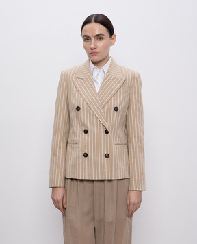 Brunello Cucinelli Beige double-breasted jacket with striped silk MH5417064