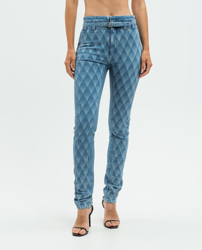 Balmain Blue skinny jeans with a geometric pattern DF1MF035DE70