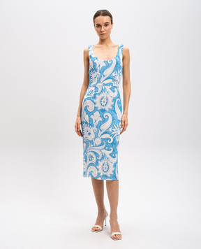 Etro Blue floral print midi dress WRHA032399SA488