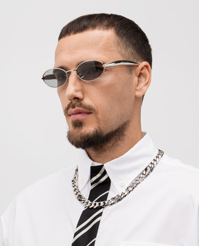 Vetements Silver chain necklace with logo UH76NE850S