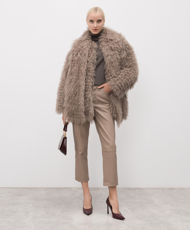 Simonetta Ravizza Cappotto reversibile in pelliccia beige