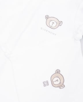 Givenchy Children's white velor set of overalls and handkerchief with patch H30569
