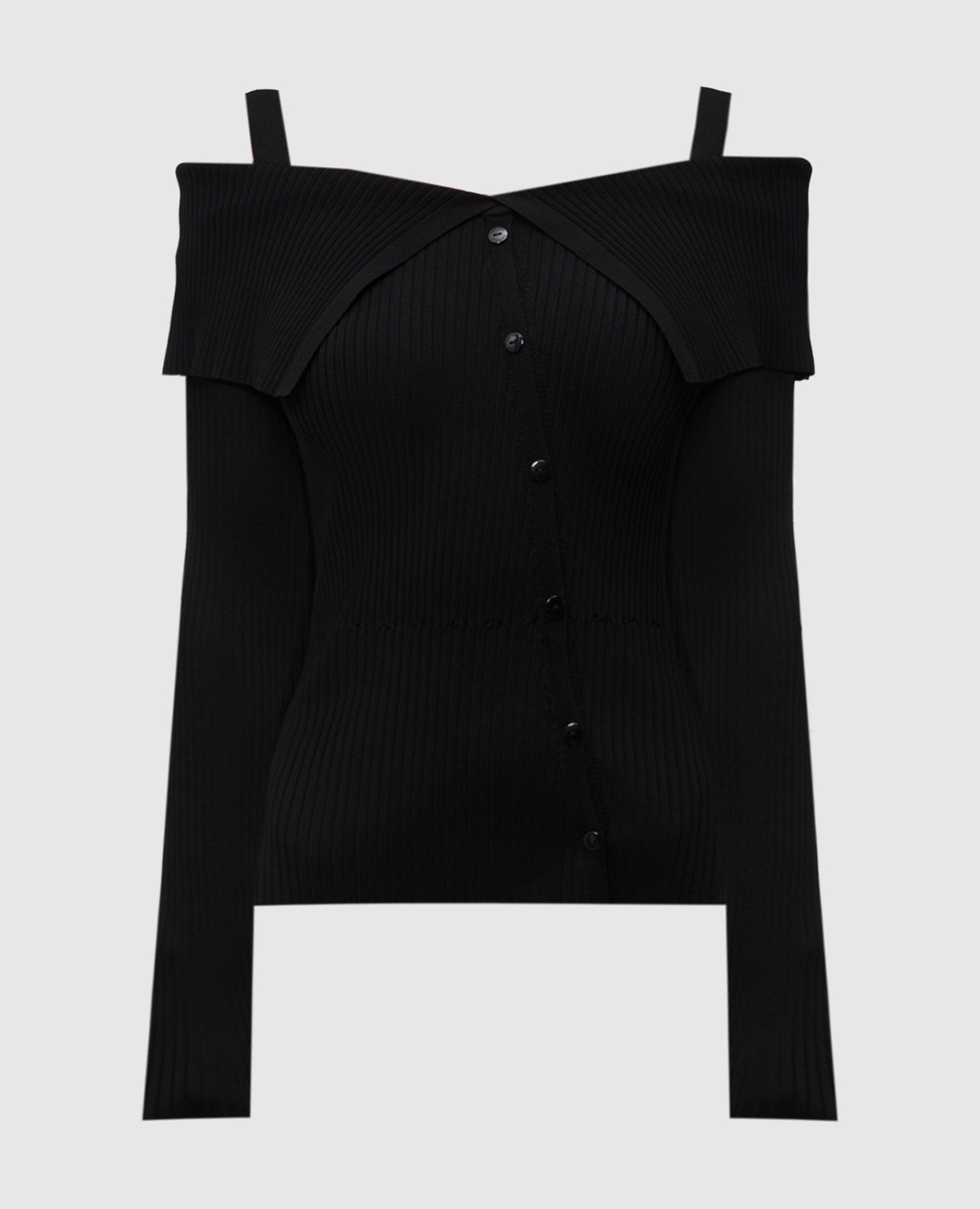 Black ribbed off-shoulder top Twinset