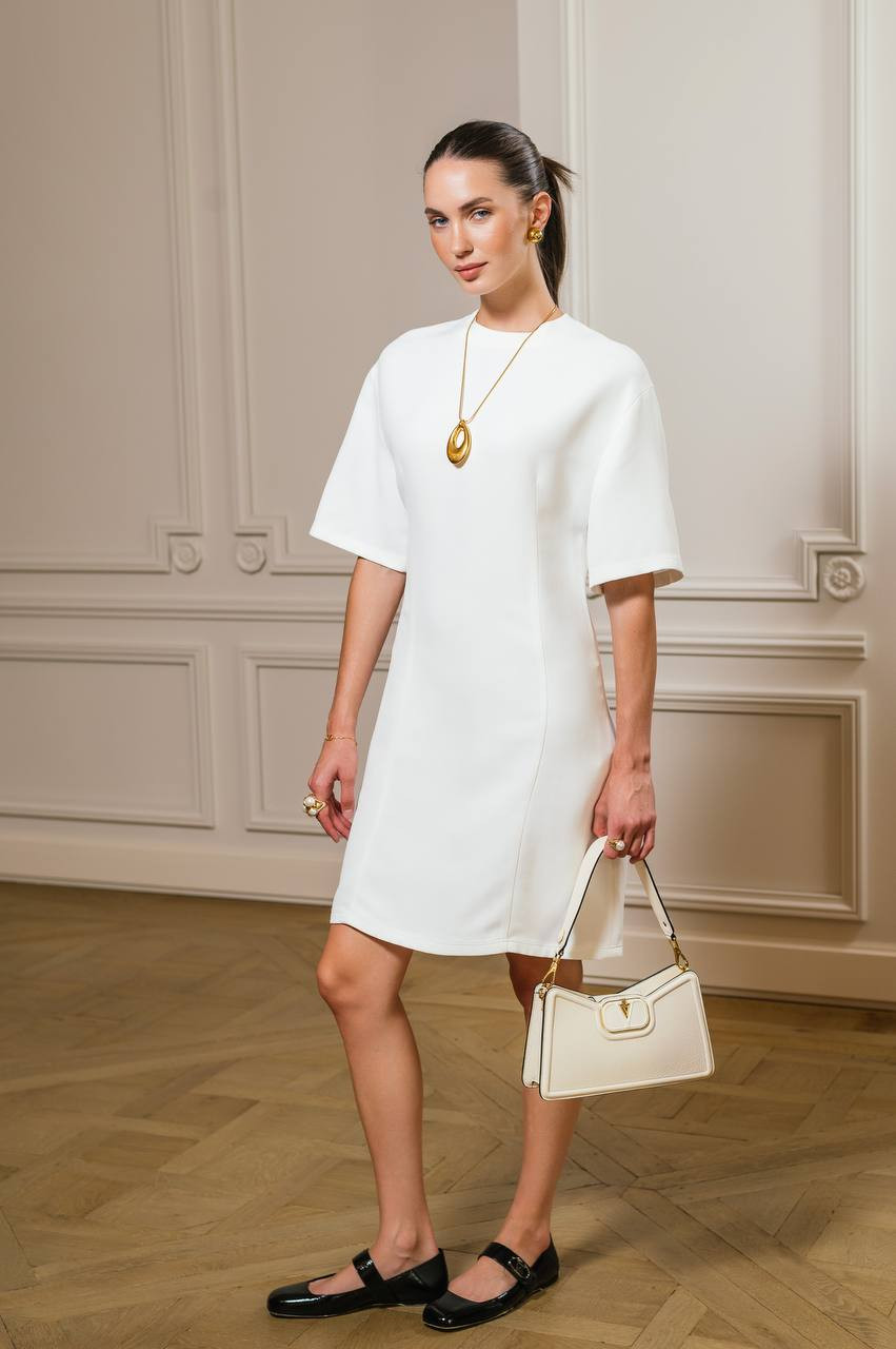 

Structured Couture white sheath dress Valentino