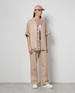 Palm Angels Pink shirt with linen in a paisley print PWGG005S24FAB003