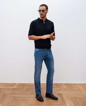 Stefano Ricci Blue jeans with metal monogram logo MST51B3010T0082