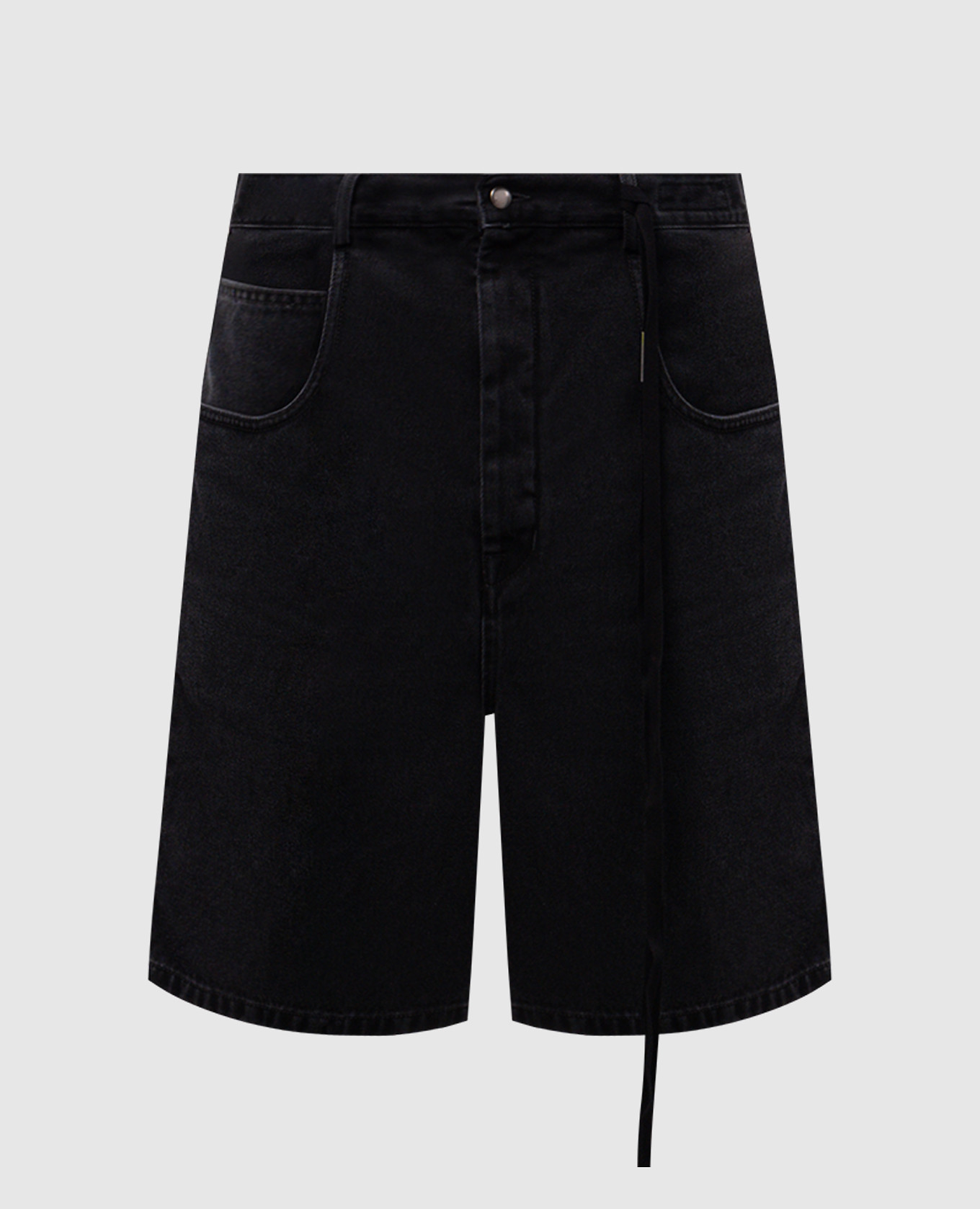 

Narve black denim shorts with branded ribbons Ann Demeulemeester