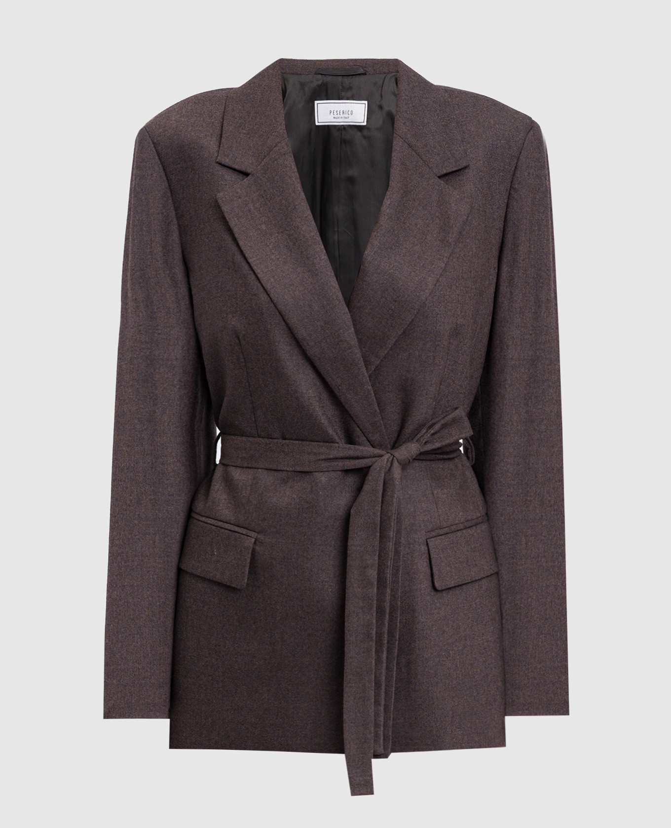 Brown double-breasted wool and cashmere jacket Peserico