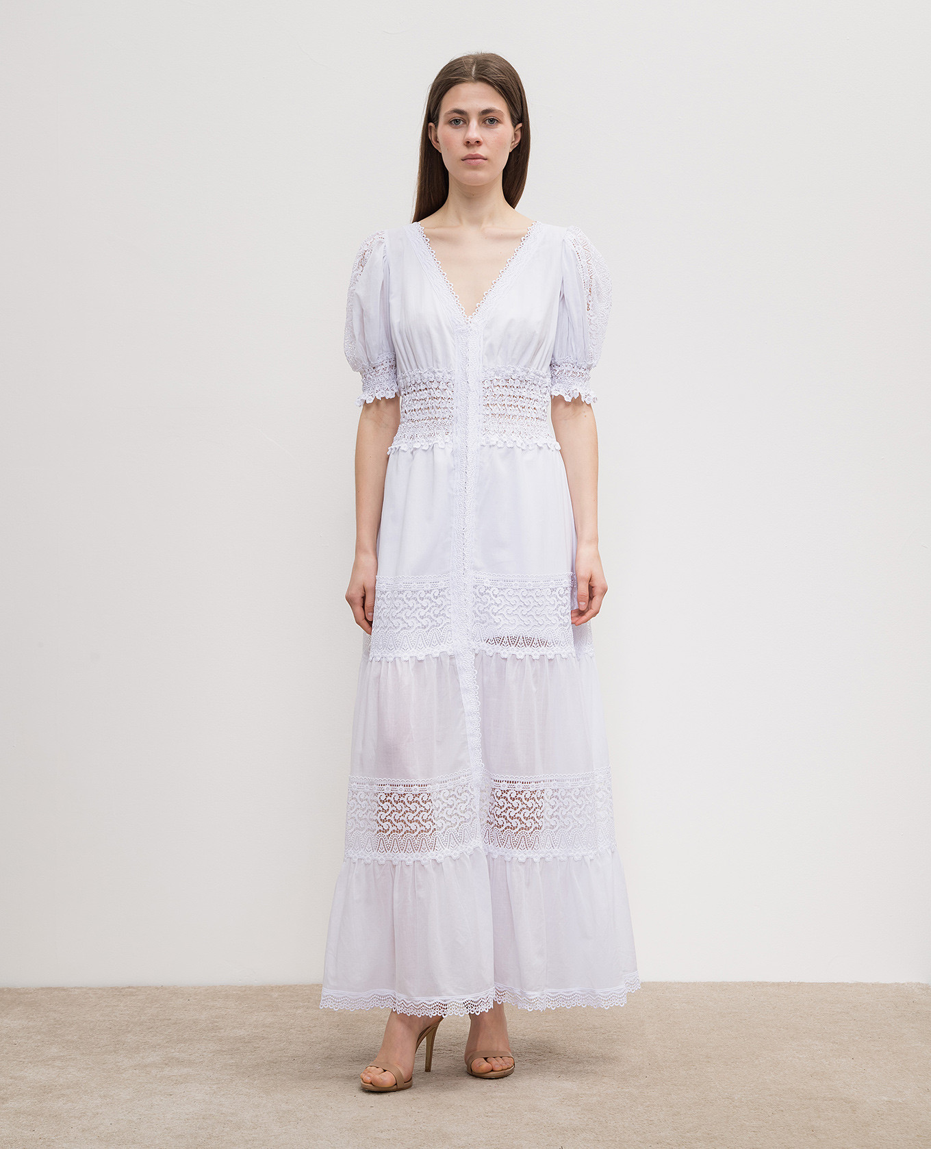 

White Clemence midi dress with lace Charo Ruiz