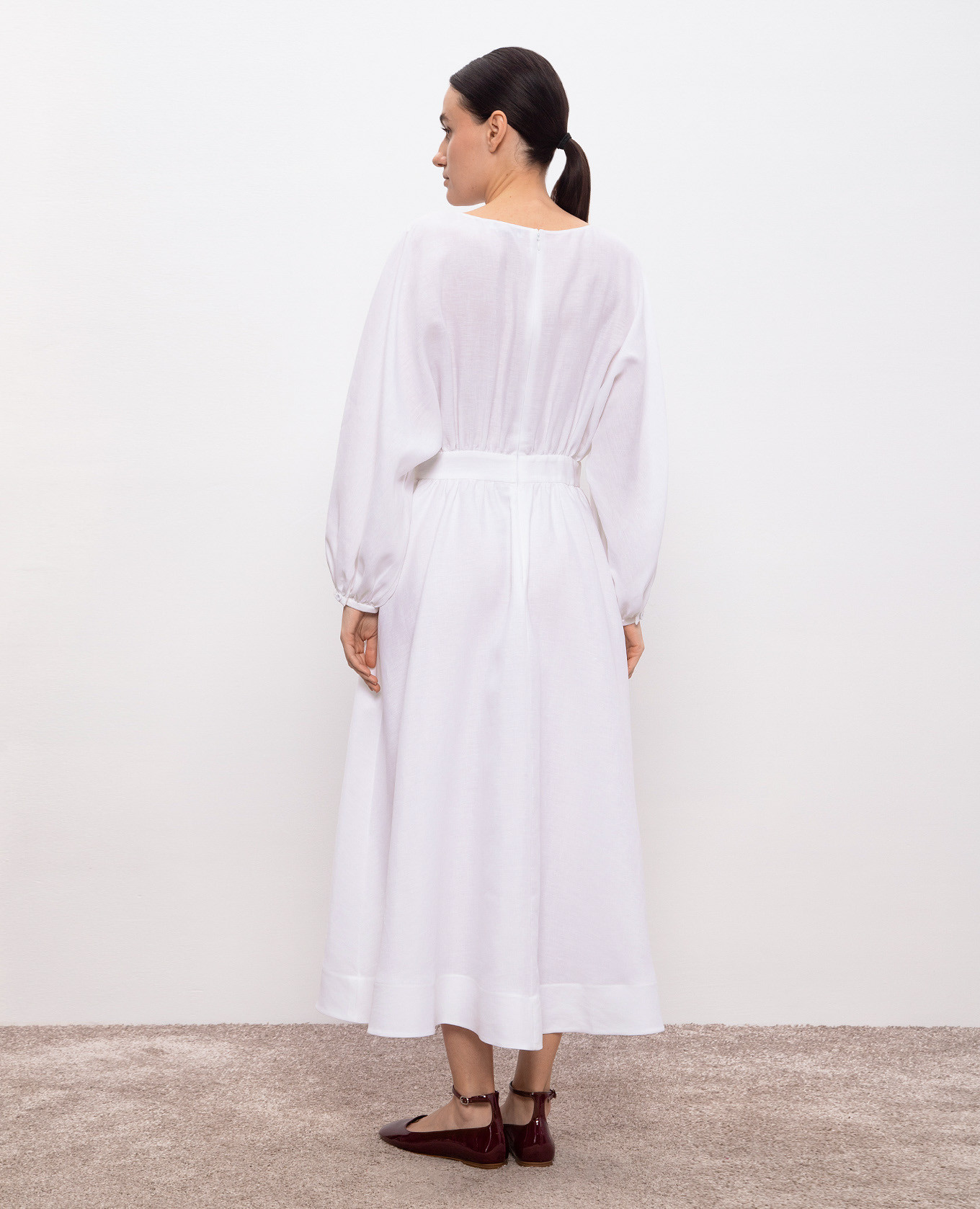 Ahmose white linen midi dress Gabriela Hearst 4