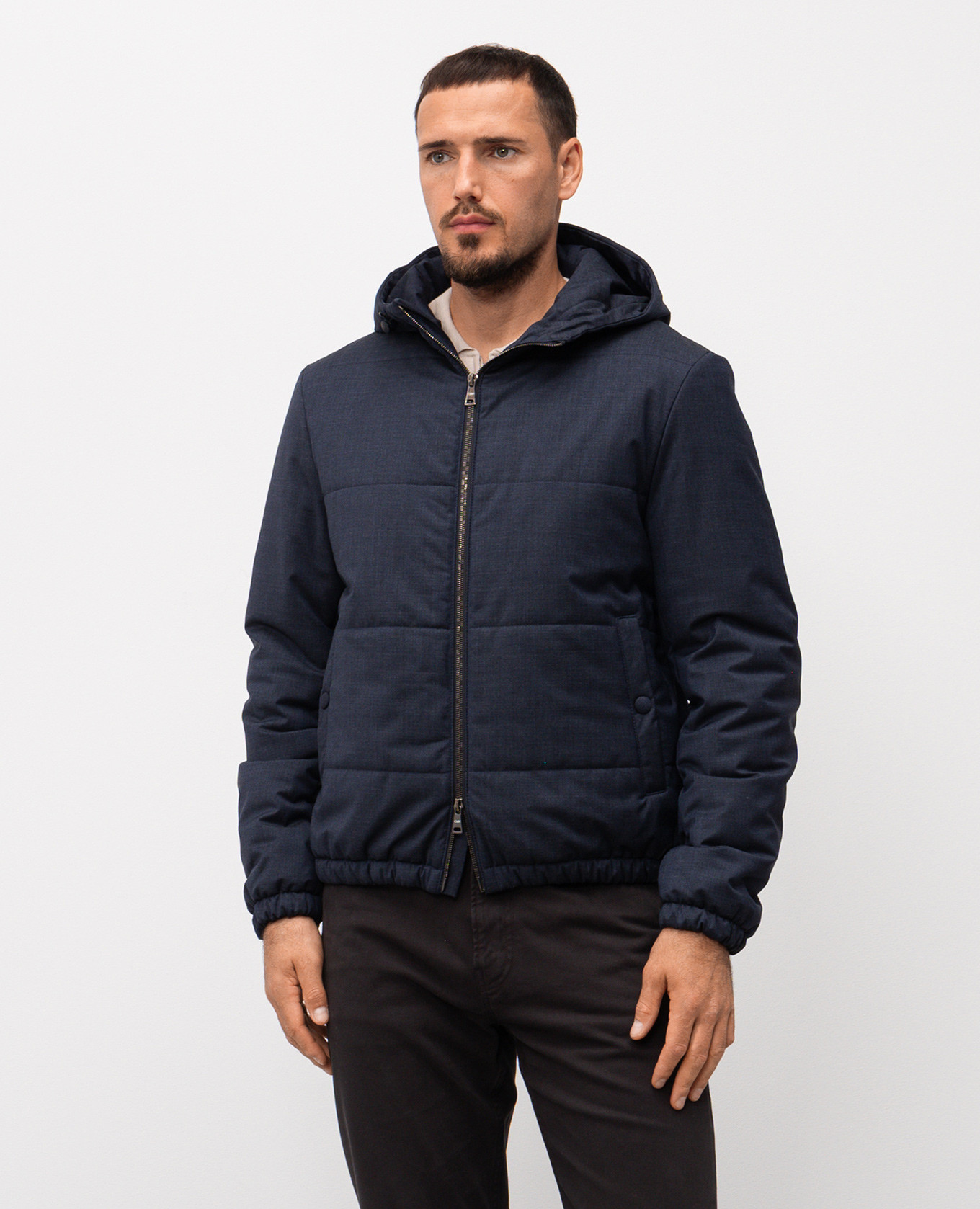

Blue wool jacket with hood Cashmere&Whiskey