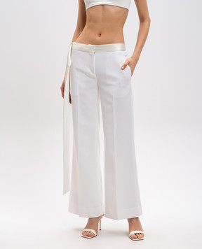 Victoria Beckham White flared pants with wool 1125WTR006040A