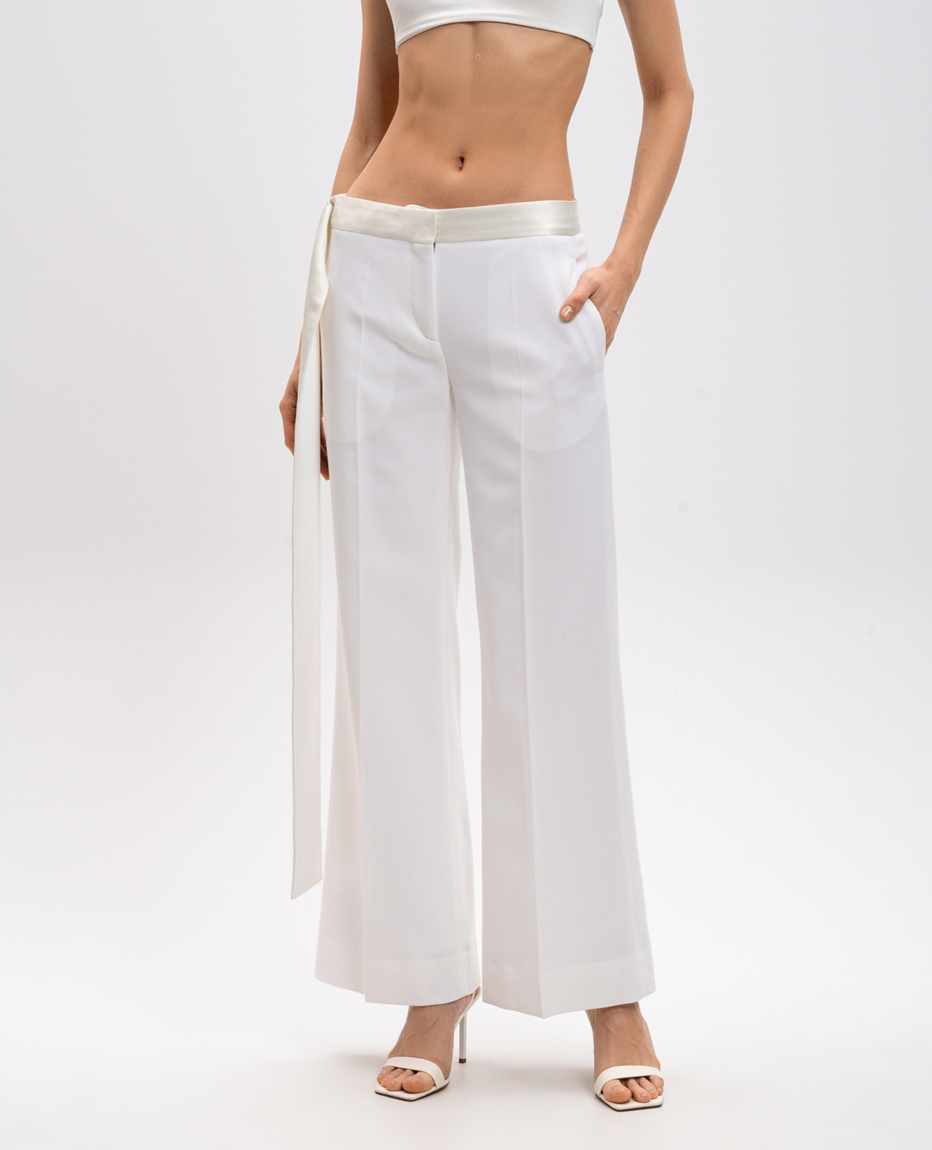 White flared pants with wool Victoria Beckham 3