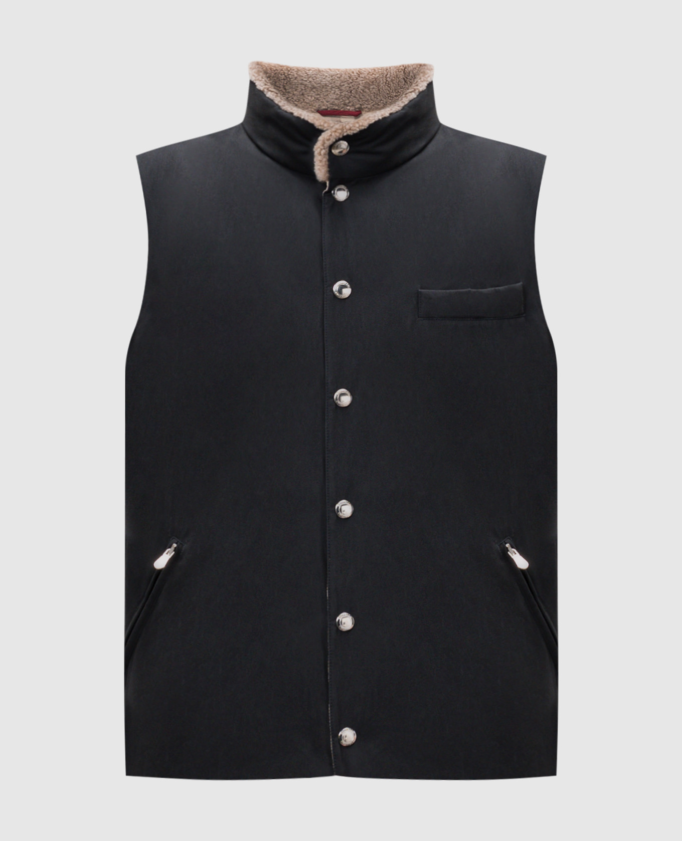 

Black down vest with fur Brunello Cucinelli