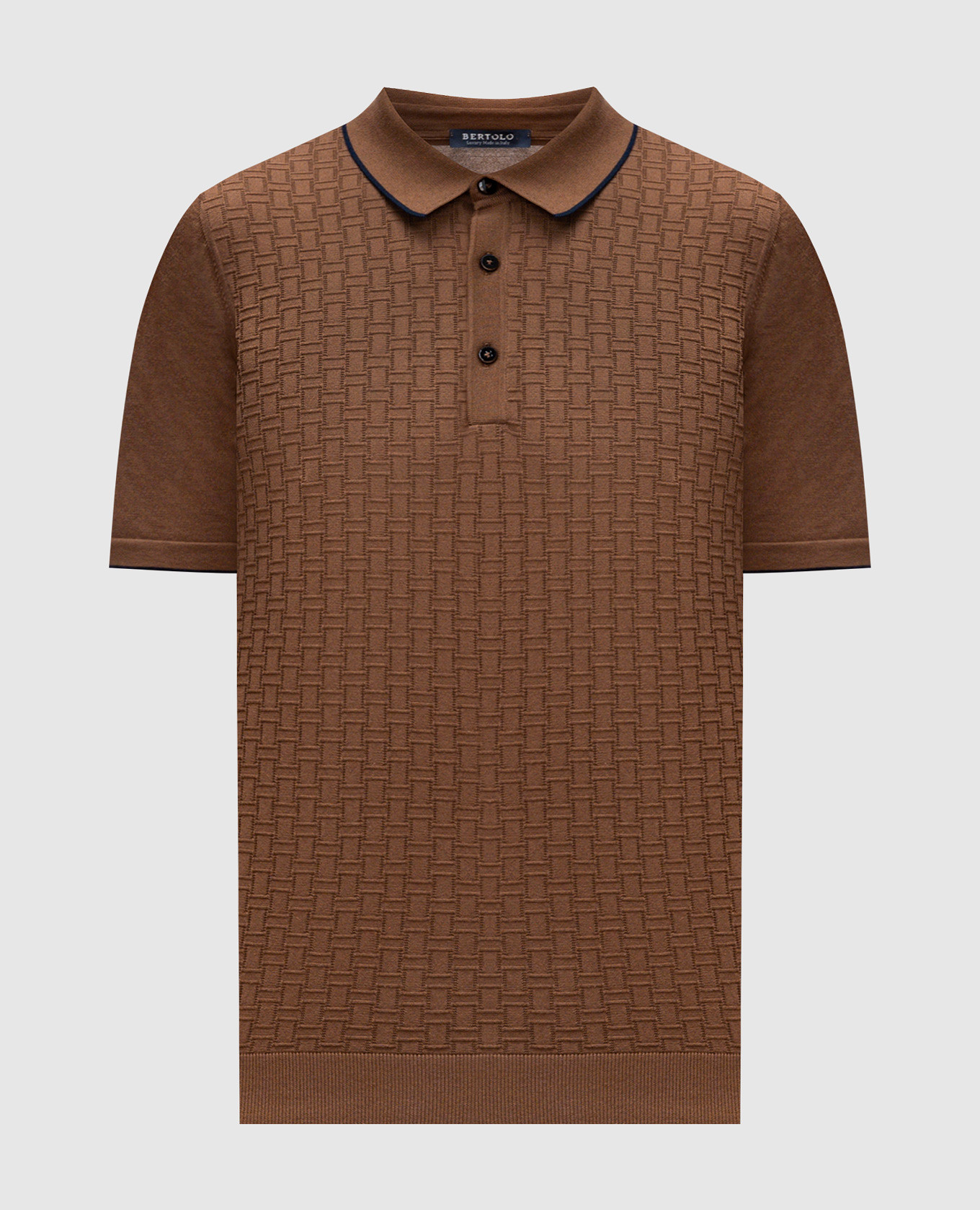 

Brown polo shirt with woven pattern Bertolo Cashmere