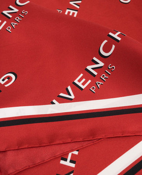 Givenchy Red silk scarf with logo print 710009495001