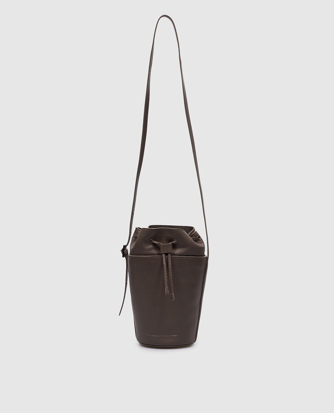 

Brown leather bucket bag with logo Brunello Cucinelli