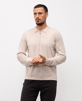 Cashmere&Whiskey Beige merino wool polo shirt 18004